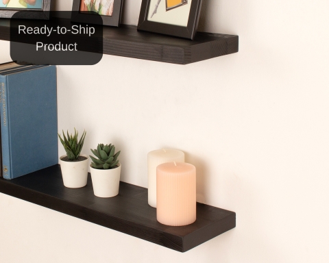 Floating Shelf with Hidden Metal Brackets - (38" L x 10" D) - Black