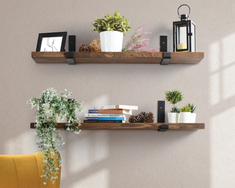 Floating Shelf with Metal Brackets - Vancouver