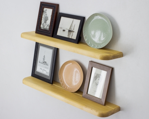 Modern Wood Floating Shelf with Plate Groove - Madrid
