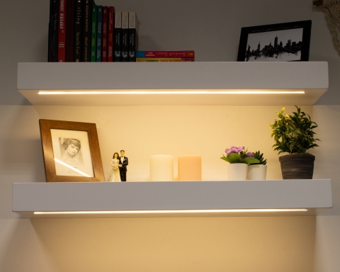 Floating Shelf with Led Lights - White