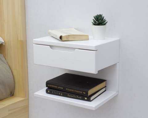 Floating Nightstand with Drawer - White