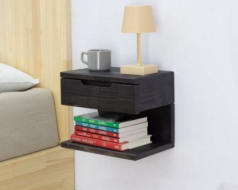 Floating Nightstand with Drawer - Black