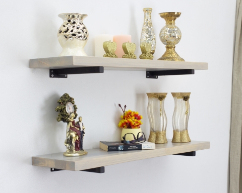 Floating Shelves with Minimalistic Style Metal Brackets - Istanbul