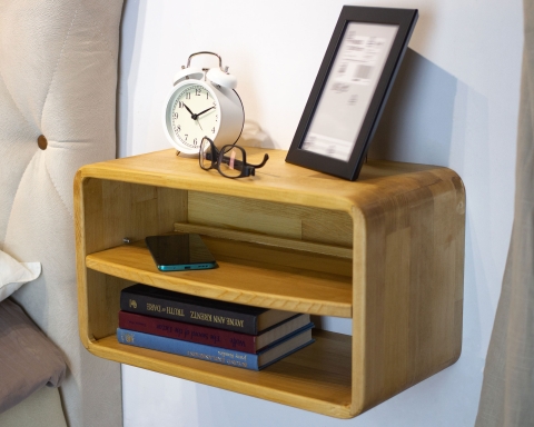 Unique Style Floating Nightstand with Shelf - Madrid