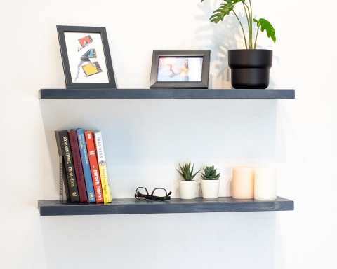 Wall Mounted Wooden Floating Shelves, Shallow Wall Mounted Bookcase