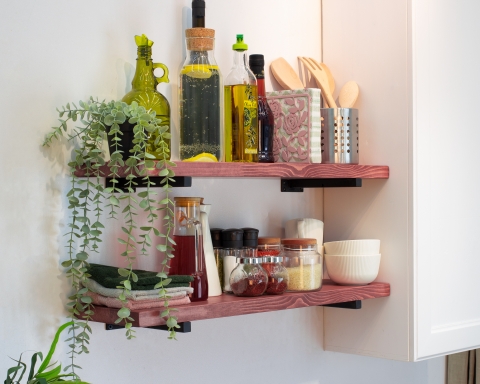 Floating Shelves with Minimalistic Style Metal Brackets - Rome