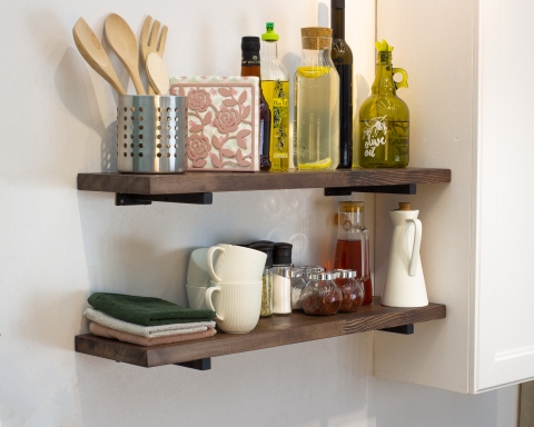 Floating Shelves with Minimalistic Style Metal Brackets - London