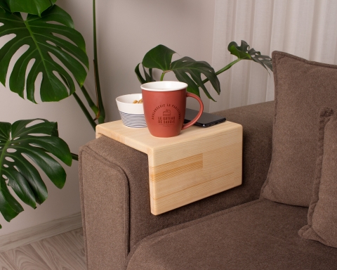 Modern Wood Armrest Table - Natural