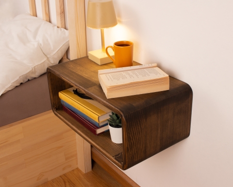 Curved Wooden Floating Nightstand, Handmade Bedside Table - Vancouver