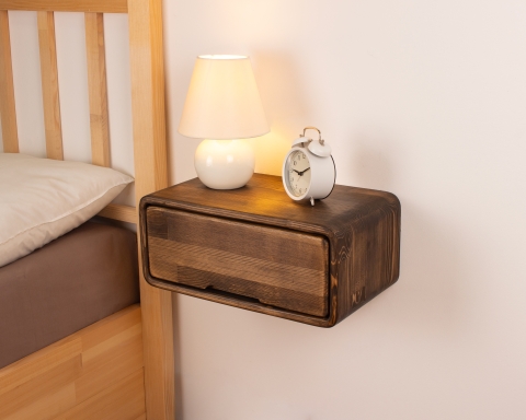 Rustic Floating Wooden Nightstand with Drawers - Vancouver