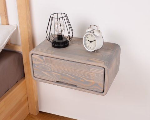 Rustic Floating Wooden Nightstand with Drawers - Istanbul