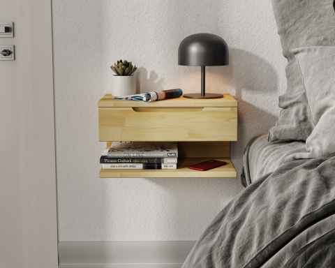 Floating Nightstand with Drawer - Natural