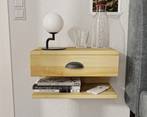 Floating Nightstand with Drawer - Natural