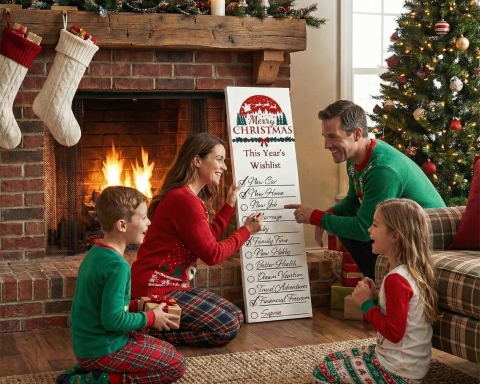 Christmas Wishlist Porch Sign - White