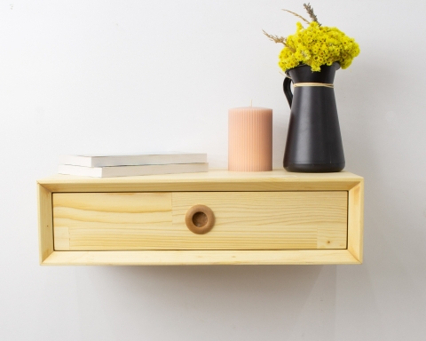 Floating Nightstand for Bedroom - Natural