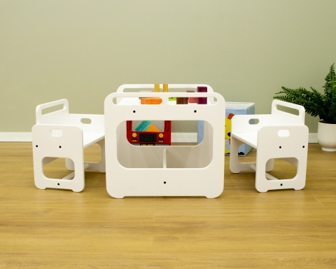 Montessori Table and Chair Set for Kids - WHITE
