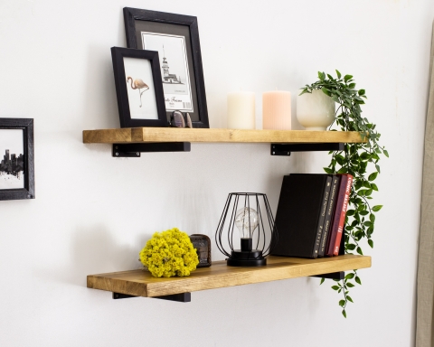 Floating Shelves with Minimalistic Style Metal Brackets - Capetown