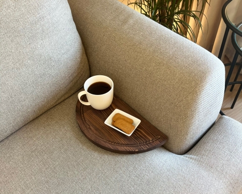 2-Piece Foldable Half-Moon Sofa Tray Table Set  - London