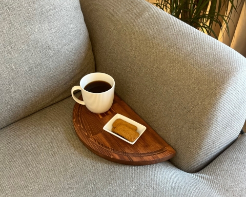 2-Piece Foldable Half-Moon Sofa Tray Table Set  - Paris