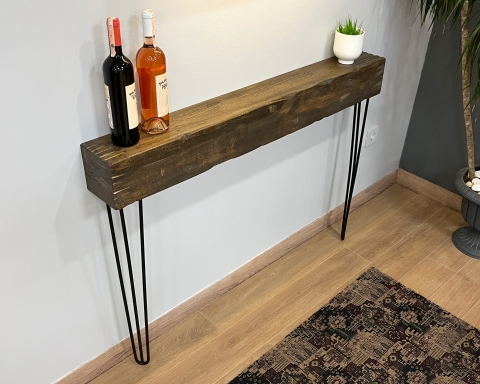 Rustic Wood Console Table with Metal Legs - Vancouver