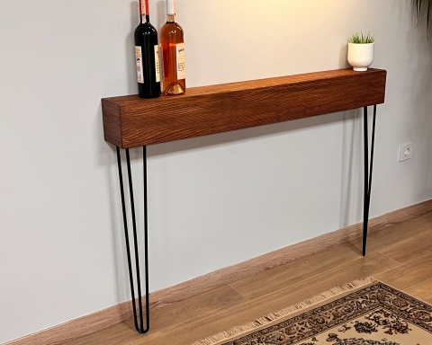 Rustic Wood Console Table with Metal Legs - Paris