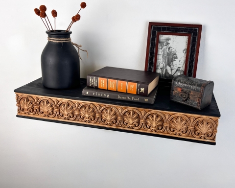 Neo-Classical Thick Floating Shelf  - Black