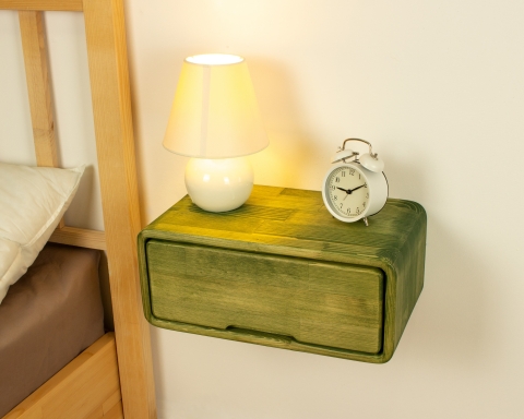 Rustic Floating Wooden Nightstand with Drawers - Jakarta