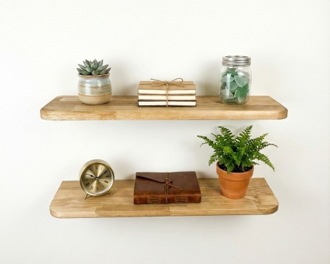 Half Radius Solid Wood Floating Shelf - Madrid