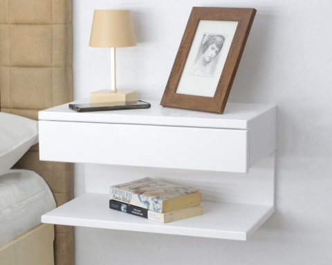 Floating Nightstand with Drawer - White