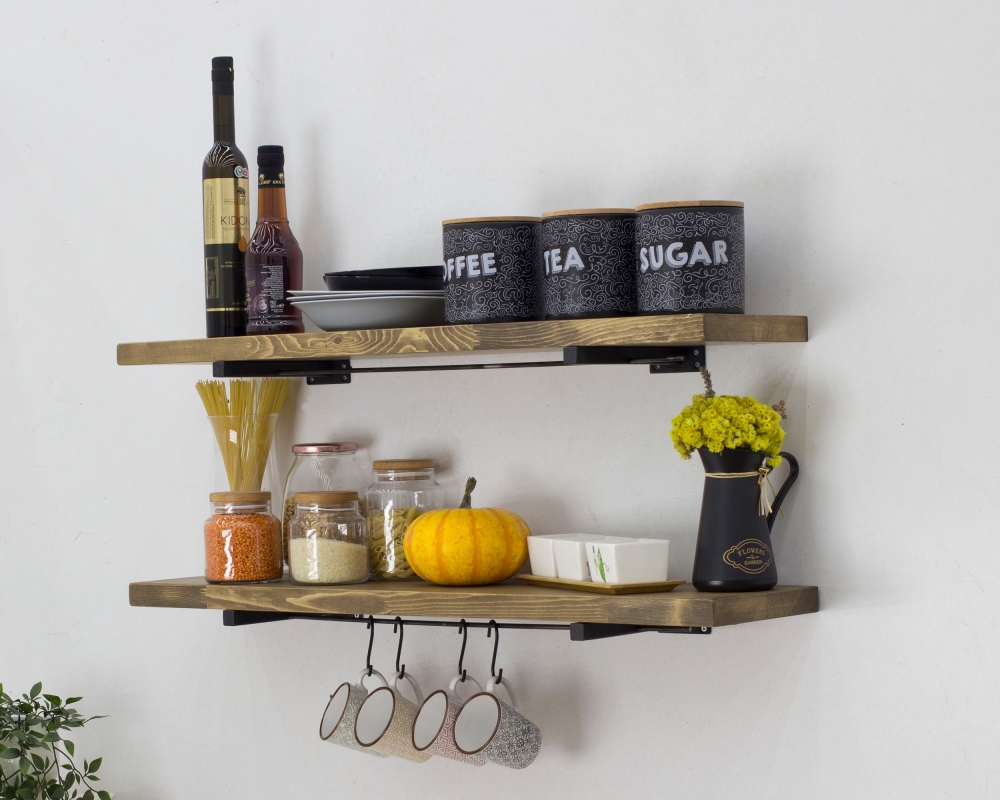 Modern Shelves for Kitchen with Iron Bar • Höfina