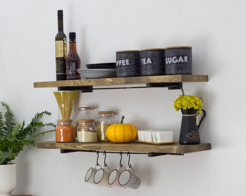 Modern Shelves for Kitchen with Iron Bar • Höfina