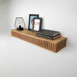 Modern Textured Floating Shelf, Solid Wood Wall Shelf, Minimal